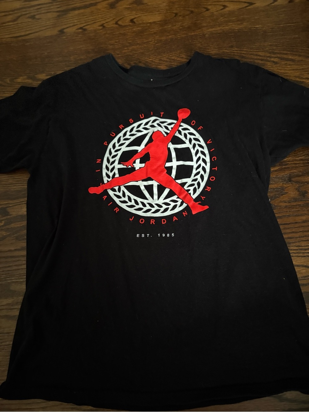 Jordan Men's Black T-Shirt with Red Jumpman Globe Graphic